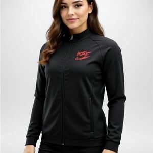 Nike Women's Black Bomber Jacket with Red Logo